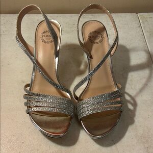 Silver Strappy Heels with Rhinestone Embellishments by I. Miller Beautiful Shoes